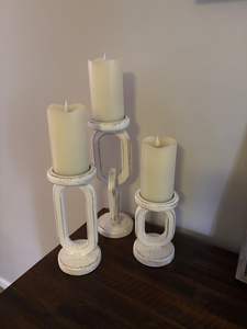 Juego de 3 candelabros ecológicos de madera encalada para velas de Pilar logotipo personalizable decoración del hogar Navidad - Product Image 5