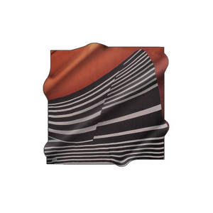 Vintage Designer Digital Print Black Silk Square Striped Scarf - Product Image 1