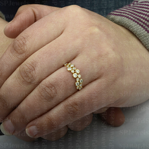 Bague de dispersion unique Bague en or massif 14k Zig Zag Bubble Bague en diamant naturel Lunette Bague d'éternité Produisible en 10K/18K - Product Image 5