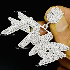Colgante de Letra con Moissanita VVS, Plata de Ley 925, Estilo Hip Hop Personalizado, Chapado en Rodio, Unisex - Product Image 3
