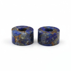 Nouveauté : Perles de pierres précieuses en lapis-lazuli bleu naturel, rondes et lisses, 14x8 mm, trou de 5 mm, polies, pour la fabrication de bijoux en gros - Product Image 2