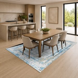 Tapis de salon en chenille gris argenté à motif design imprimé numériquement, lavable en machine, antidérapant - RUGS DEPOT LXDP-1023 (vente en gros) - Product Image 4