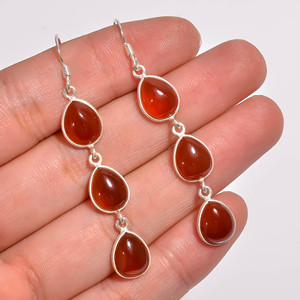 ต่างหูห้อย925เงินสเตอร์ลิงสไตล์คลาสสิกเครื่องประดับชั้นดีพลอยพลอยโอนิกซ์สีแดง - Product Image 3