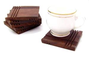 Posavasos de forma cuadrada de madera Sheesham exportador con diseño tallado mesa de comedor para servir té y mesa de café decorativa - Product Image 2