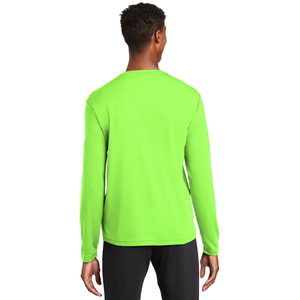 Camiseta de cuello redondo de manga larga para hombre Competidor que absorbe la humedad-Neon Green Tri-blend Precio al por mayor Camisetas Manga completa - Product Image 2