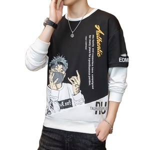 OEM Custom Printed Winter Men's Solid Color <b>Sherpa</b> Fleece Crew Neck Hoodie Stripe Ribbed Cuff Hem Embroidery Logo 100% Cotton - Product Image 2