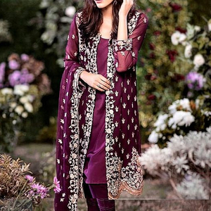 Broderie élégante sur le maillot, KURTA, robe de pantalon embellissant de belles perles de verre de cristal, DABKA travail pour les tenues de fête @ 2022 - Product Image 1