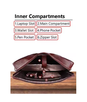 WRIZA sac messager en cuir véritable marron pour hommes bretelles réglables RFID étanche plaine bureau sac à bandoulière pour ordinateur portable Multiple