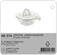 Presse-agrumes manuel multifonctionnel Afossa en cristal transparent pour citron et orange, base antidérapante, ergonomique, écologique, versement facile