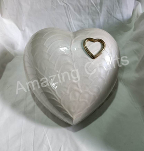 Belle perle blanche coeur adulte urne meilleure qualité artisanat nouveau aluminium crémation cendres Vase funéraire mémorial-ACW - Product Image 3
