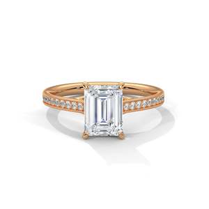 Anillo de Compromiso con Diamante de Laboratorio Esmeralda de 2 Quilates, Claridad VVS, Anillo de Diamante Cultivado en Laboratorio, Oro Sólido, Anillo Personalizable, Anillo de Promesa - Product Image 3