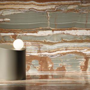 Dalles Elite 120x280 Onice Fantastico. Porcelaine brillante 3D rectifiée effet miroir 6 mm pour les murs de projets hôteliers 5 étoiles. - Product Image 3