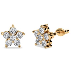 Pendientes de racimo con diamantes cultivados en laboratorio de 0.20 ct, corte redondo brillante, en platino, para bodas, compromisos y fiestas. - Product Image 3
