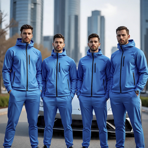 Ensemble pantalon évasé personnalisé pour hommes avec veste coupe-vent à fermeture éclair Ensemble de vêtements de sport légers pour le jogging ou le streetwear - Product Image 5