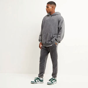 Unisex Custom Vintage French Terry Oversized Men's Pullover <b>Hoodie</b> Raw Hem No <b>String</b> 100% Cotton Embroidered <b>for</b> Winter Season - Product Image 3