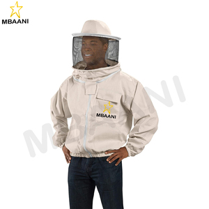 แจ็คเก็ตผ้าฝ้ายผึ้งในสีชมพูชากับม่านกลมสำหรับคนเลี้ยงผึ้งมืออาชีพ - Product Image 3