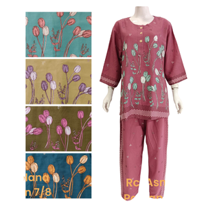 Conjunto de pijama de uso diario con patrón floral Homewear Super cómodo para ropa de dormir de mujer de la mejor calidad - Product Image 4