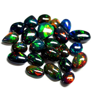 Merveilleux éthiopien noir opale pierres précieuses mélange forme Welo brillant arc-en-ciel Flashy éthiopien noir opale Cabochon pour la fabrication de bijoux - Product Image 1