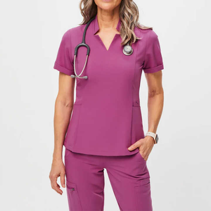 Best Quality Women Hospital <b>Nursing</b> Scrubs Custom Logo Stretchable Fitted Short Sleeve Medical Joggers Scrubs Uniform Sets - Product Image 3