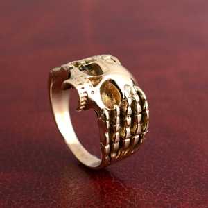 แหวนหัวกะโหลกผีกอธิคสีเงินสเตอร์ลิง925ชุบทองสำหรับเครื่องประดับงานแต่งงานของผู้หญิง - Product Image 6