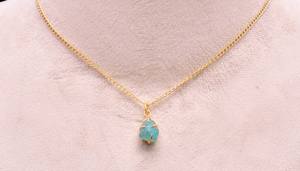 Customizable Raw Apatite Pendant Necklace <b>Fine</b> Blue Birthstone Necklace Raw Apatite Necklace with Blue Apatite Pendant - Product Image 2