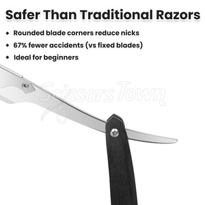 Rasoir droit en acier inoxydable avec logo personnalisé et lame remplaçable pour salon et maison - Product Image 6