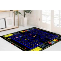 Tapis de jeu vidéo en laine, design patchwork moderne pour salle de jeux, avec envers en latex écologique, facile à nettoyer, imprimé, à poils moyens