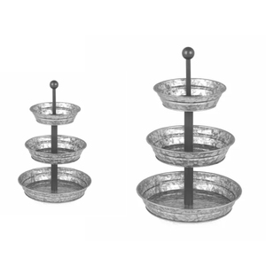 Prix de gros Meilleure qualité Support à triple plateau pour gâteau Métal galvanisé Centre de table à trois niveaux Fabriqué en Inde - Product Image 5