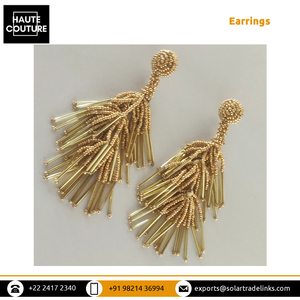 Cuentas de oro de la mejor calidad, borlas de tubo de oro hechas a mano, pendientes de estilo candelabro para la compra a granel - Product Image 2