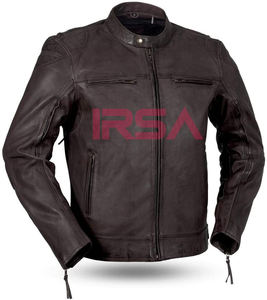 Blouson de moto Cafe Racer en cuir de luxe, imperméable, unisexe, toutes saisons, manches longues, fabricant OEM/ODM - Product Image 2