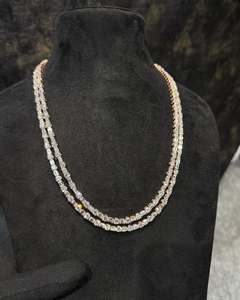 สร้อยคอเงินแท้ 925 ชุบทองคำขาว ประดับเพชรโมอิสซาไนต์ VVS สีไอซ์ ดีไซน์แบบฮิปฮอป ลิงค์คิวบา ผ่านการทดสอบเพชร เครื่องประดับแฟชั่น - Product Image 2