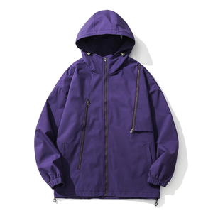 Vente en gros de vestes d'automne personnalisées pour homme vestes coupe-vent de sport imperméables à l'eau avec fermeture à glissière de couleur pure tailles XS et motifs camouflage - Product Image 1