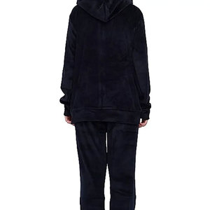 Logo personnalisé Ensemble de survêtements en velours uni deux pièces pour femmes Sweat-shirts à capuche et pantalons à fermeture éclair Ensemble de survêtements Ensemble 2 pièces - Product Image 5