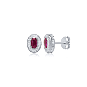 ทับทิมหิน CZ รูปไข่ออกแบบต่างหูเงินแฮนด์เมดตุรกีทําด้วยมือขายส่งเครื่องประดับเงินแท้ 925 - Product Image 3