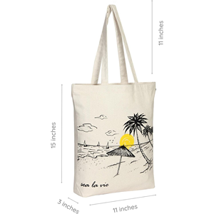 Sac à provisions fourre-tout en coton à usages multiples imprimé écologique et personnalisé avec poignée automatique à prix abordable - Product Image 1