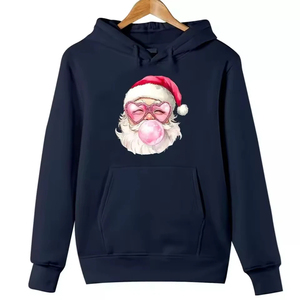 Sudadera con Capucha Personalizada de Invierno con Estampado de Navidad, Diseño de Papá Noel, Forro Polar Grueso, Unisex, 100% Algodón, Resistente al Viento, Transpirable, 500g - Product Image 4