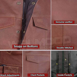 Gilets de moto en cuir classique pour homme, gilet de motard en cuir de bonne qualité fabriqué au Pakistan, manteau de taille de qualité supérieure - Product Image 6