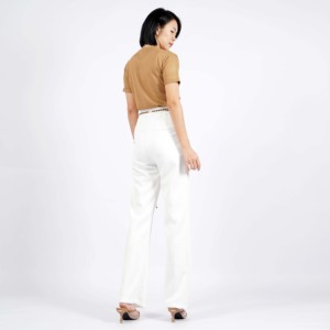 Pantalones de mujer elegantes antiarrugas con parte delantera plana de cintura alta Amantha pantalones casuales de longitud completa Spandex/poliéster - Product Image 6