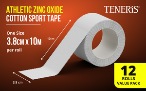 Teneris Zinc Oxide 12 Sport <b>Tape</b> <b>Athletic</b> Wound Dressing Hydrocolloid Healing Breathable Flexible Class I Medical Adhesive - Product Image 4