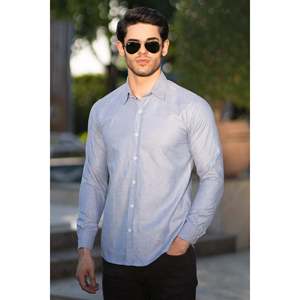 Chemise décontractée pour homme PILIS, 100% coton, tissu popeline respirant, col texturé, coupe classique, offre ODM - Product Image 3