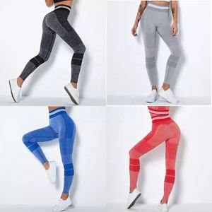 Femmes taille haute Gym Fitness ensembles sans couture serré Legging Scrunch bout à bout entraînement Yoga pantalon Top vente respirant taille élastique - Product Image 3