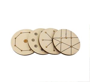 Round Wood Brass Inlay <b>Coasters</b> <b>Set</b> 1 Custom Wood <b>Coaster</b> <b>Set</b> with Handmade Bone <b>and</b> Brass Inlay Made in India - Product Image 1