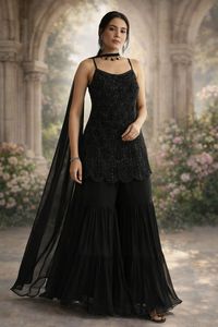 Traje Sharara Indio de Calidad de Exportación con Bordado de Cuentas, Sharara Kameez Pakistaní para Venta de Exportación - Product Image 2