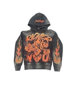 Sweat à capuche à fermeture éclair noir pour hommes sur mesure de haute qualité pour l'automne pour bouffée impression hiver automne sweats à capuche-prix de gros - Product Image 1