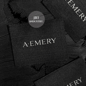 Kustom Mewah Hitam Mode Grosgrain Damask T Shirt Di Dalam Tenunan Leher Label Tag - Product Image 4