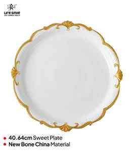 จานเสิร์ฟอาหารลายกระดูกจีนสีขาวปลอดสารพิษแผ่นขัดเงาที่เป็นมิตรต่อสิ่งแวดล้อมดีไซน์ทันสมัยหรูหรา - Product Image 2