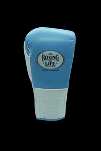 Premium No Boxing No Life Guantes de boxeo de cuero Logotipo personalizado Guantes de boxeo profesionales Guantes de entrenamiento azules y blancos - Product Image 2