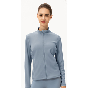 Otoño Invierno mujer cuello con cremallera manga larga suéter deportivo Casual suelta Fitness chaqueta cálida chaquetas para correr de talla grande - Product Image 2