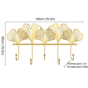 Crochets et cintres muraux décoratifs en métal de grande taille faits à la main pour la conception de feuilles - Product Image 5