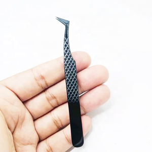 Pinzas de extensión de pestañas con agarre de fibra, pinzas de punta de fibra negra mate, aplicador de pestañas - Product Image 4